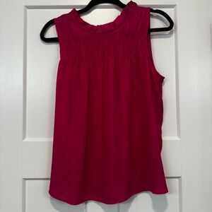 Ann Taylor Pink Smocked Sleeveless Blouse